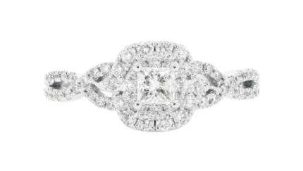 Solitaire Halo Twisted Shank 0.75ctw